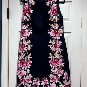 Tahari Dark Blue Dress with Pink Floral Design